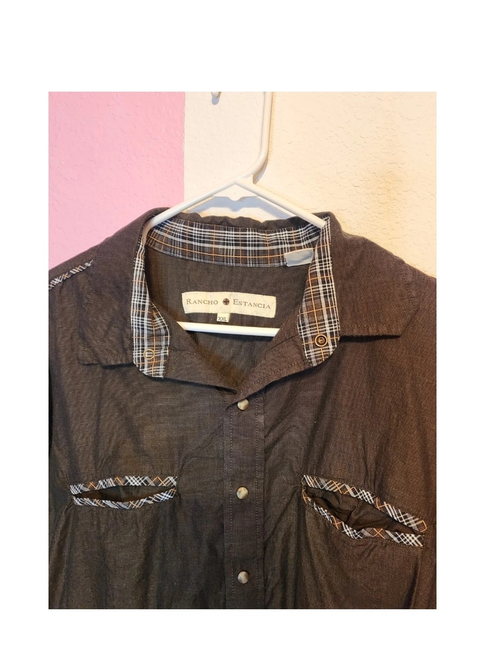 Rancho Estancia Men Sz XXL Pearl Snap Western Brown Dress Shirt